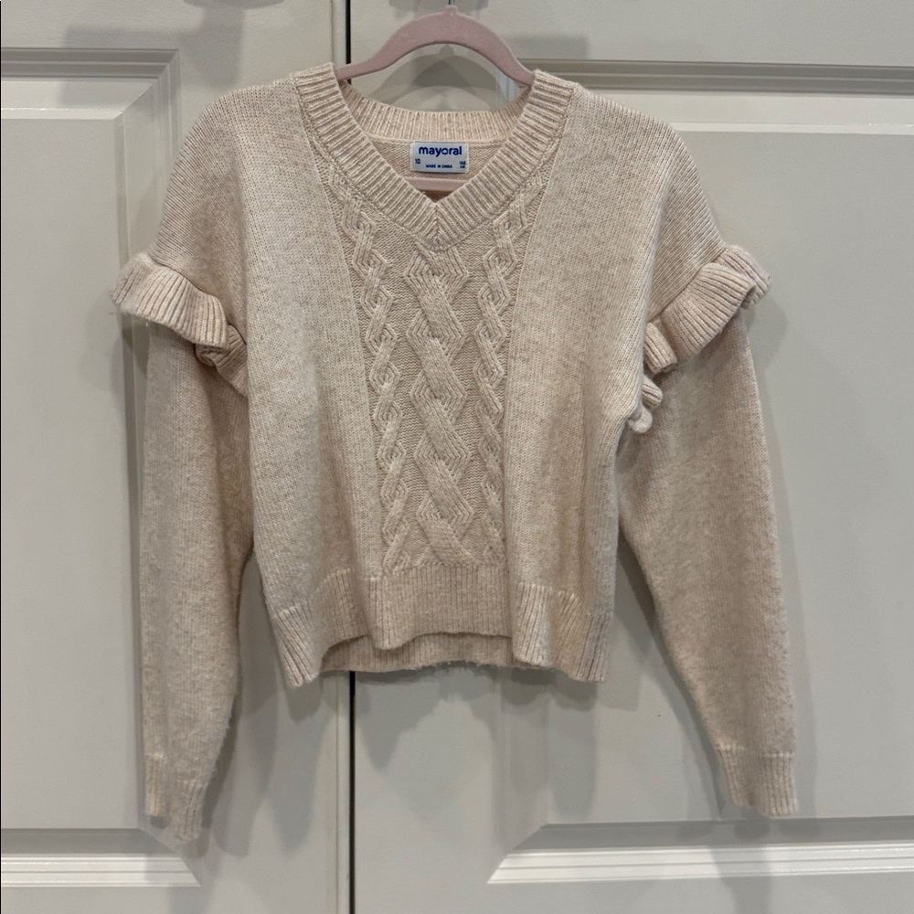 Mayoral Beige Cable Knit Sweater